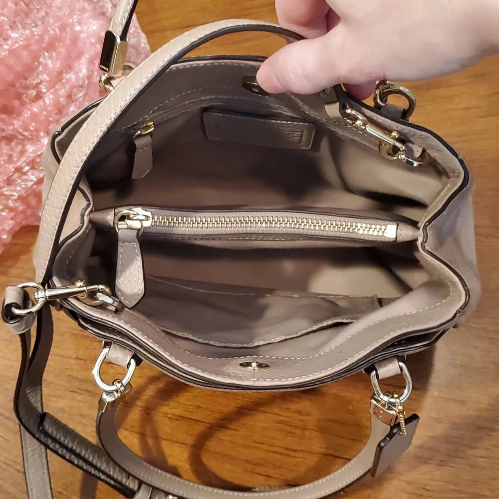 Coach taupe Minetta crossbody leather with suede